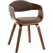 Décoshop26 - Chaise de bureau sans roulettes visiteur en tissu et bois design retro et confort maximal noyer marron
