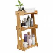 Étagère de salle de bains, rack de stockage cosmétique salon finition grille multi-couche cuisine finition rack bureau solide bois rack (Color : Wood 