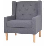 Fauteuil chaise siège lounge design club sofa salon tissu gris - Gris