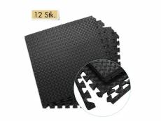Giantex 12 dalles tapis de protection de sol puzzle tapis de jeu mousse pour enfant / bébé carrées en mousse eva 60 x 60 x 1, 2 cm noir