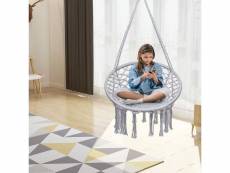 Giantex chaise suspendue,hamac relaxation,fauteuil de jardin 1 place tricotée par corde de coton avec des franges romantiques de style nordique pour s