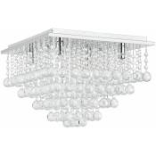 Helloshop26 - Plafonnier lampe de plafond aluminium cristal artistique 38 x 38 cm chrome et blanc - Blanc