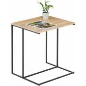 Idimex - Bout de canapé vitorio table d'appoint table à café de salon design rétro vintage, cadre en métal noir et plateau mdf chêne sonoma - Chêne