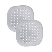 Jusch - Lot de 2 filtres de protection en silicone, 14,5 x 14,5 cm, en silicone, pour éviers de cuisine et de salle de bain, gris