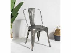 Kosmi - chaise en métal brut style industriel factory en métal brut aspect galvanisé galva