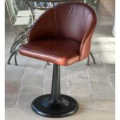 La Grande Prairie - Chaise cuir camel vintage 53x55x79cm