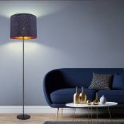 Lampe sur pied, lampe sur pied, lampe d'appoint, lampe de salon, lampe de chambre, abat-jour en tissu bleu-cuivre, interrupteur on/off, d 40 cm