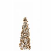 Lana Deco - Cône de Noël avec mini boules écru et or forme sapin de noël - Beige