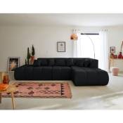 Lisa Design - Caracas - canapé modulable d'angle droit - 5 places - en tissu - noir - Noir