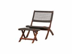 Lois - fauteuil pliable d'extérieur bois foncé avec repose pied