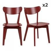 Lot de 2 chaises modernes en bois rouge