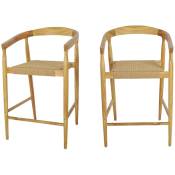 Lot de 2 fauteuils de bar en teck et corde tressé H65cm - Buri - Couleur - Bois clair Drawer