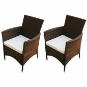 Lot de 2 fauteuils en résine tressée - Marron - 58 x 61 x 88 cm