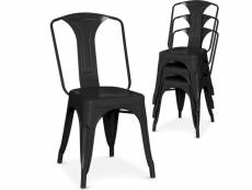 Lot de 4 chaises empilables austin métal noir mat
