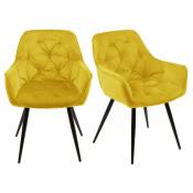 Meubletmoi - Lot 2 chaises velours jaune et piètement métal gris anthracite - stern