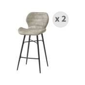 Moloo - arizona - Chaise de bar industrielle microfibre vintage marron clair pieds métal noir (x2) - Marron