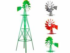 Moulin à vent "style américain" 245 cm - éolienne de jardin disponible en 3 couleurs: rouge, gris ou vert - couleur : vert