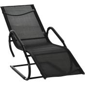 Outsunny - Chaise longue transat design - assise, dossier ergonomique, accoudoirs - métal époxy textilène noir