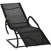 Outsunny - Chaise longue transat design - assise, dossier ergonomique, accoudoirs - métal époxy textilène noir - Noir