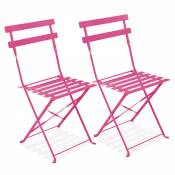 Oviala - Lot de 2 chaises pliantes en acier roses - Rose