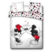 Parure de lit simple- Mickey et Minnie love - 200 cm x 200 cm