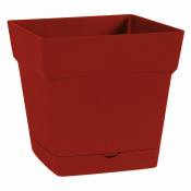 Pot plastique carré toscane soucoupe intégrée rubis