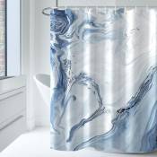 Rideau de Douche, Tissu marbré Bleu Clair pour Salle de Bain,180x180cm