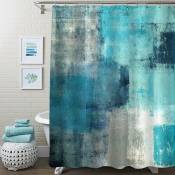 Rideaux de douche bleu sarcelle pour décoration de salle de bain abstraite moderne, rideau de douche en tissu vert turquoise, style grunge campagnard