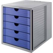 Systembox karma 14508-16 Caisson à tiroirs gris din A4, din C4 Nombre de tiroirs: 5 - gris, bleu - HAN