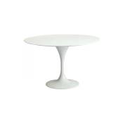 Table à Manger Ronde - 110 cm - Tulip Blanc - Plastique, Fibre de verre, Métal - Blanc