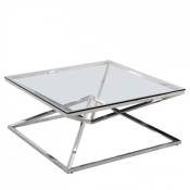 Table Basse carrée PYRAMIDE Chrome 100x100x45 cm