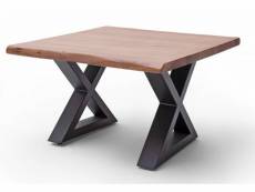 Table basse en bois d'acacia massif noyer / acier anthracite - l.75 x h.45 x p.75 cm -pegane- PEGANE