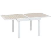 Table de jardin extensible Piazza lin & blanc 8 places en aluminium traité en epoxy - Hespéride - Lin / blanc