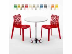 Table ronde noire 70x70cm avec 2 chaises colorées grand soleil set intérieur bar café gruvyer cosmopolitan
