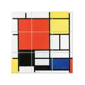 Tableau composition avec large plan rouge - Piet Mondrian 150x150cm