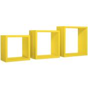 Tagères cubiques murales lot de 3 cubes modulaires mod. incubo jaune