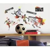Thedecofactory - joueurs de footbal - Stickers repositionnables géants joueurs de football - Multicolore