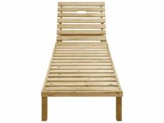 Vidaxl chaise longue avec coussin beige bois de pin imprégné
