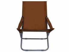 Vidaxl chaises pliables de plage 2 pcs tissu marron 47906