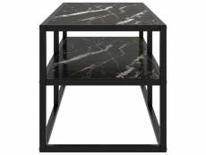 Vidaxl meuble tv noir avec verre marbre noir 100x40x40