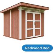 Abri de jardin à base de bois en panneaux LP SmartSide 6 m² - extérieures L294xL279xH237 cm - Timbela M903A- Couleur de peinture REDWOOD RED