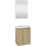 Allibert - Ensemble meuble lave-mains avec miroir porto pack - couleur chêne - L40 x H51 x P25 cm - Chêne Hamilton