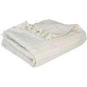 Atmosphera - Jeté de lit Anjali en coton blanc ivoire