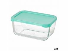 Boîte à lunch snow 790 ml vert transparent verre polyéthylène (12 unités)