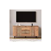 Buffet meuble tv avec étagères ajustables commode armoire meuble de rangement Vintage Marron 140cm - Liberté