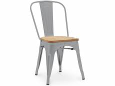 Chaise de salle à manger - design industriel - acier et bois - nouvelle édition - stylix gris clair
