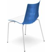 Chaise design avec pieds blanc - a l'unité - zebra bicolore - deco scab - Bleu