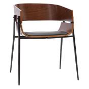 Chaise design bois foncé et métal noir wess - Noyer