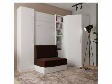Composition angle lit escamotable blanc dynamo sofa canapé intégré marron 90*200 cm 301-100 cm 20100893058