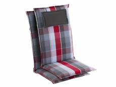 Coussin - blumfeldt donau - pour chaise de jardin à dossier haut - en polyester - 50x120x6 cm - lot de 2 - carreaux rouge CPT10_New_31